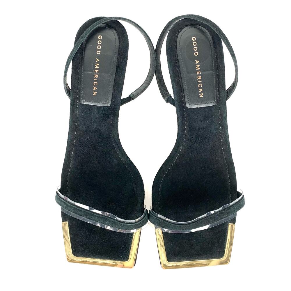 Good American Womens Standout Slingback Square Toe Heeled Sandals Black Size 8